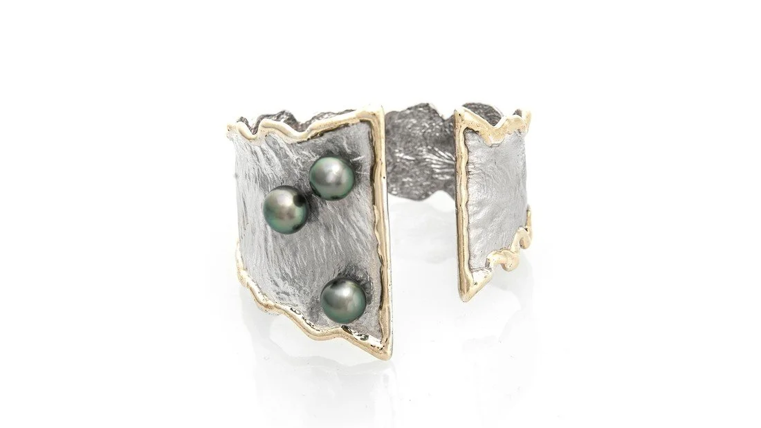 Dancing Pearls Sterling Silver, 14k Gold, Tahitian pearls