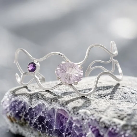 Amethyst Amore' Sterling Silver, Amethyst, Rose de France