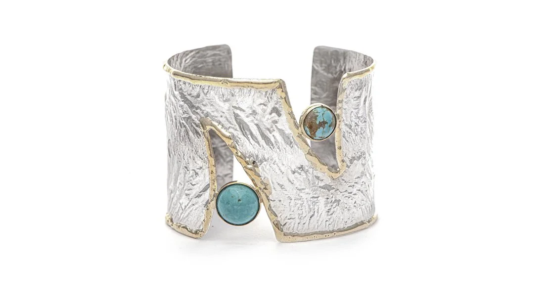 Shark Attack Sterling Silver, 14K Gold &Turquoise