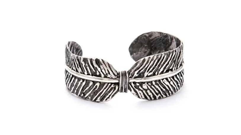 Feather Cuff Sterling Silver with Black Rhodium Finish