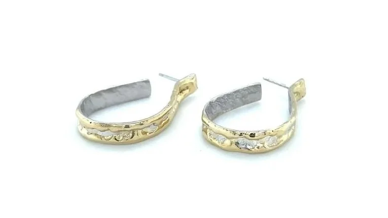 "Hello" Hoops Sterling Silver, 14k Gold