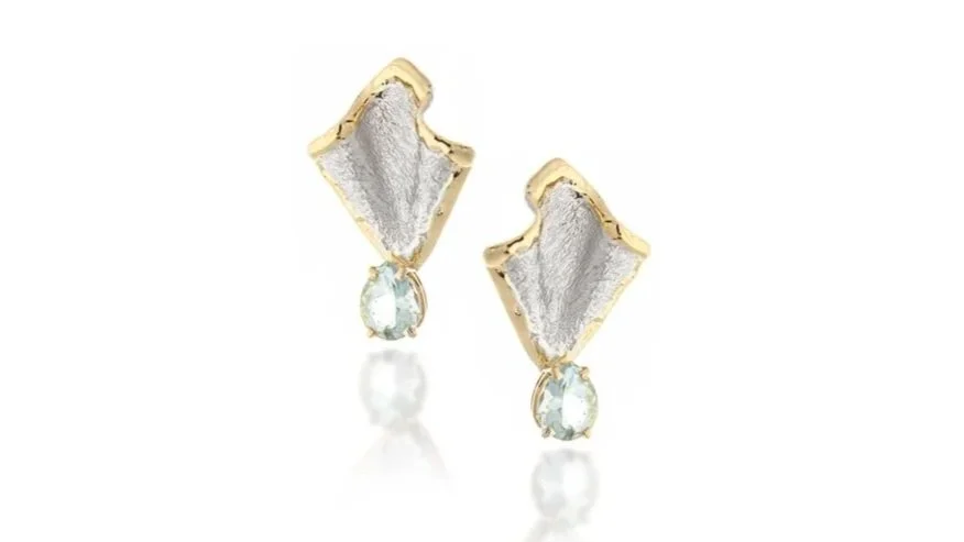 Flutter Earrings Sterling Silver, 14k Gold, Aquamarine