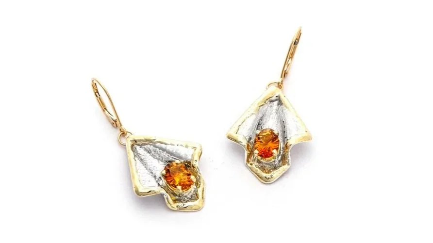 Hanky Panky Earrings Sterling Silver, 14k Gold, Citrine