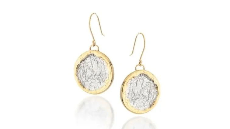 Circle Drops Sterling Silver, 14k Gold