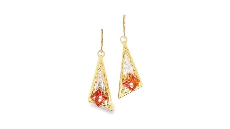 Quadrangle Earrings Sterling Silver, 14k Gold, Twilight Mystic Topaz