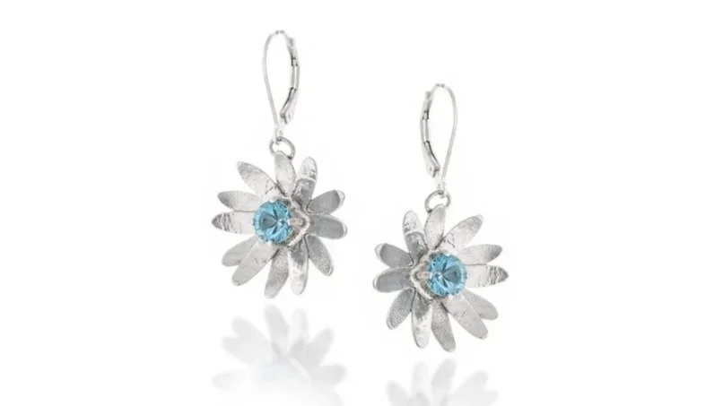 Dancing Daisies Sterling Silver, Blue Topaz