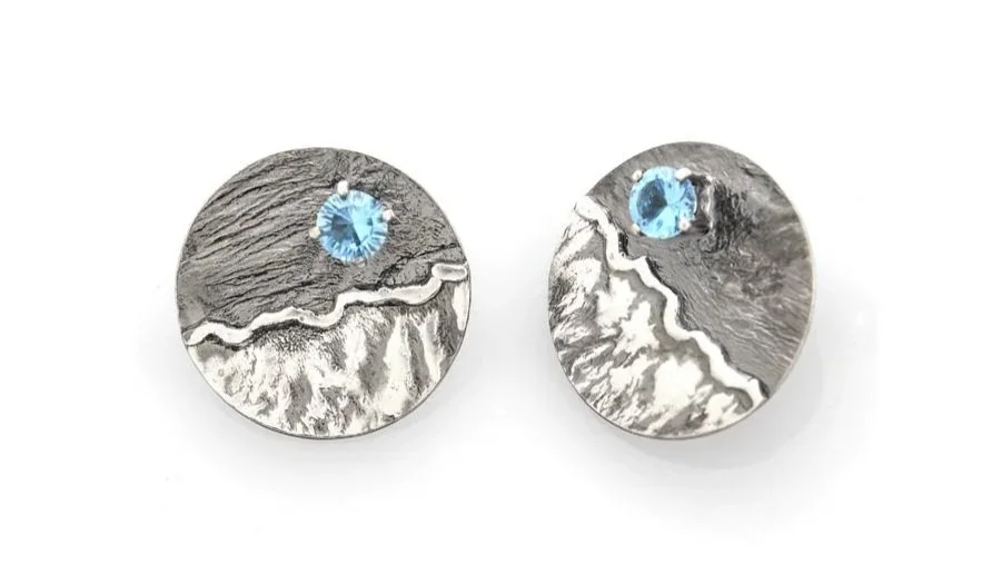 Blue Moon Earrings Sterling Silver, Blue Topaz