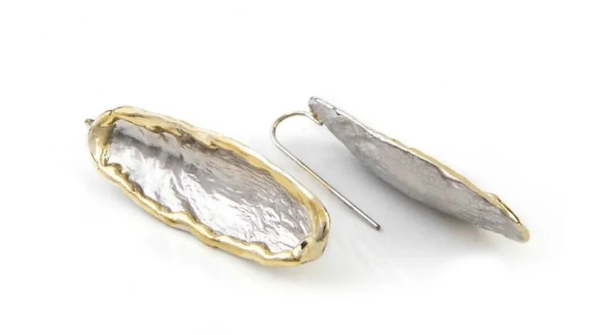 Elongated Oval Earrings Sterling Silver, 14k Gold