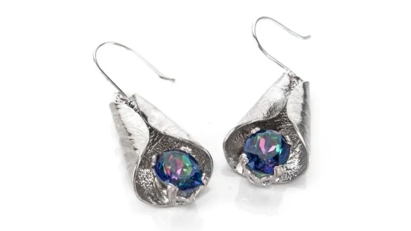 Lilly Drops Sterling Silver, Midnight Mystic Topaz