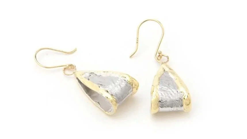 Tapered Loops Sterling Silver, 14k Gold