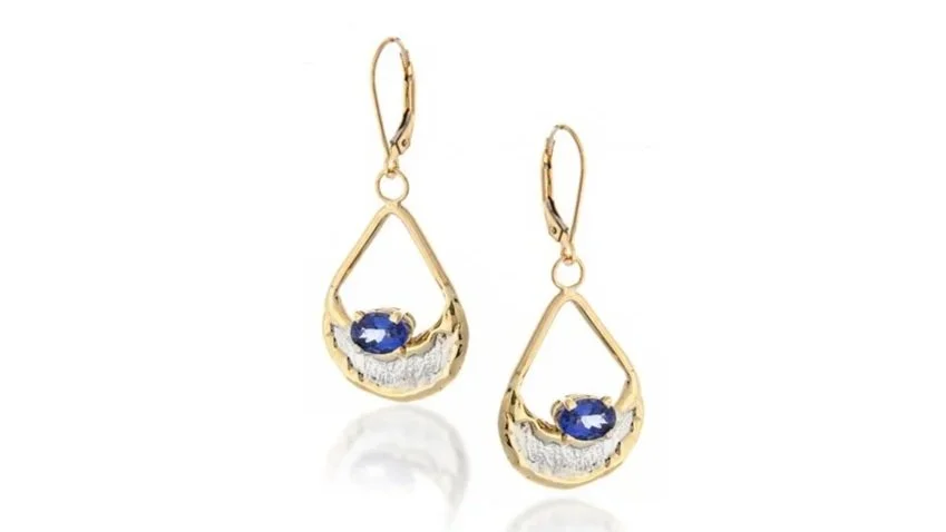 "Full Swing" Earrings Sterling Silver, 14k Gold, Tanzanite