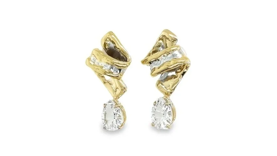 Twisted Sisters Sterling Silver, 14k Gold, White Topaz