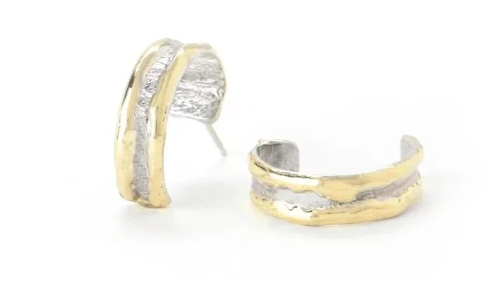 Skinny Hoops Sterling Silver, 14k Gold