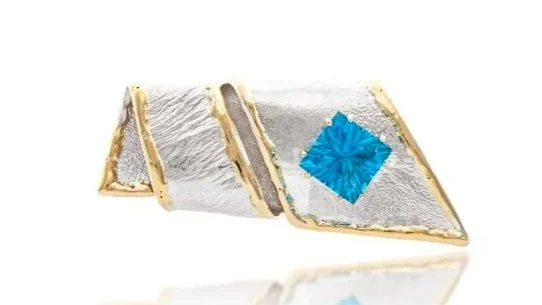 Shooting Star Sterling Silver, 14k Gold, Swiss Blue Topaz