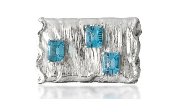 Wavy Loop Sterling Silver, Blue Topaz