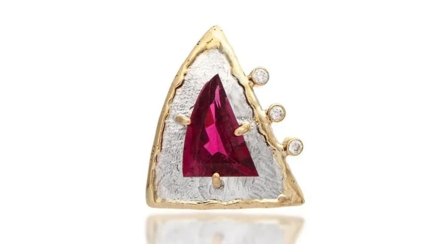 Sailin' Sterling Silver, 14k Gold, Rubellite Tourmaline, Diamonds