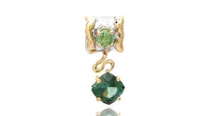 "Connections" Sterling Silver, 14k Gold, Green Tourmaline, Peridot