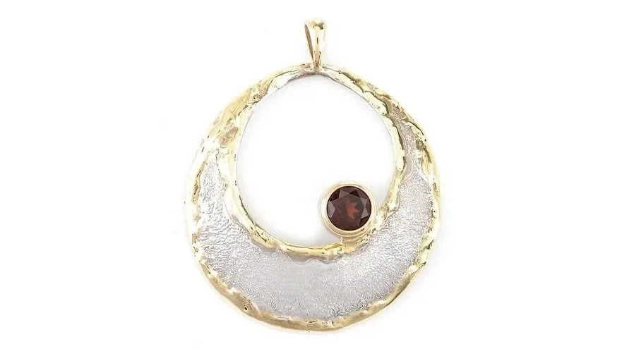 Circle Cutout Sterling Silver, 14k Gold, Garnet
