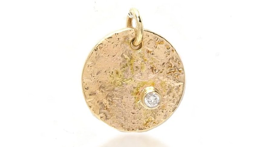 Golden Disc Reticulated 14k Gold, Diamond