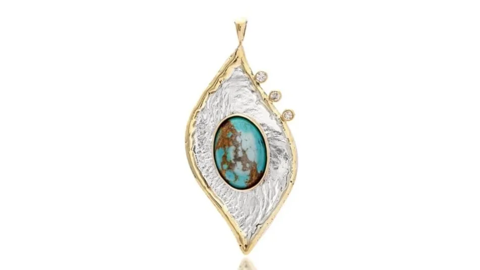 Eye of the Storm Sterling Siver, 14k Gold, Turquoise
