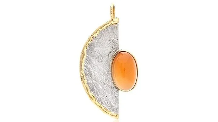 Partial Eclipse Sterling Siver, 14k Gold, Peach Moonstone