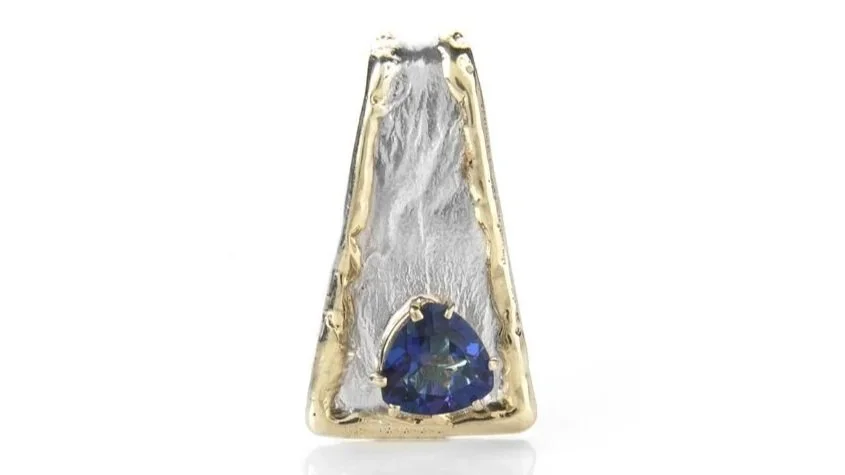 Trapezoid Slide Sterling Siver, 14k Gold, Midnight Mystic Topaz