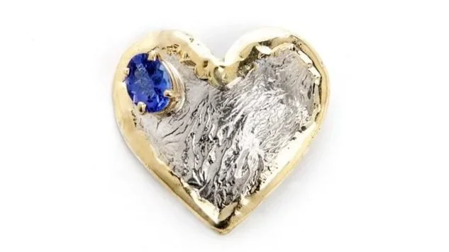 Love Heart Sterling Siver, 14k Gold, Tanzanite