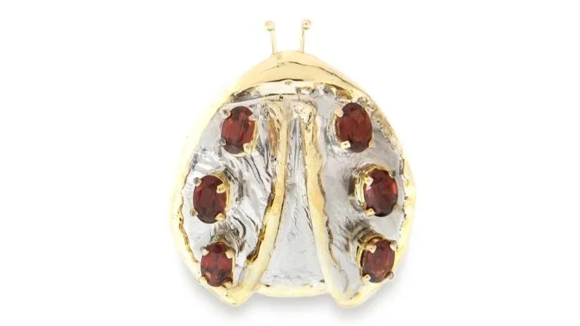 Ladybug Sterling Siver, 14k Gold, Garnets