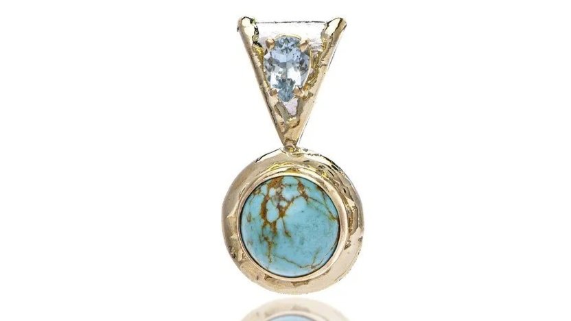 Teardrop Slide Sterling Siver, 14k Gold, Turquoise, Aquamarine