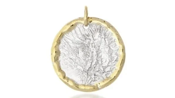 Circle Charm Sterling Siver, 14k Gold