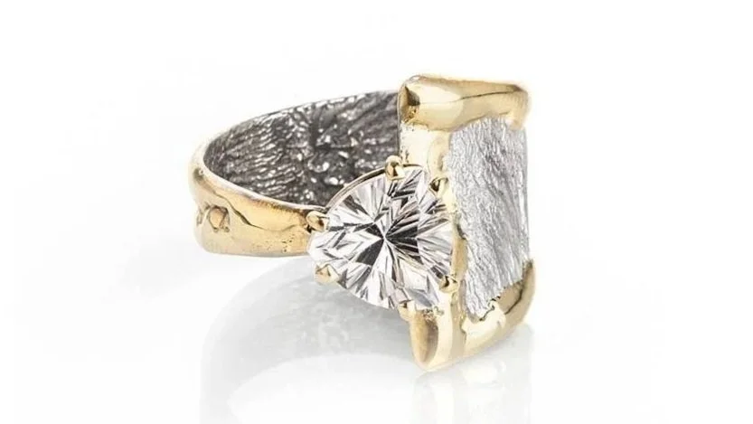 "Niche" Magazine Cover Sterling Silver, 14k Gold, White Topaz