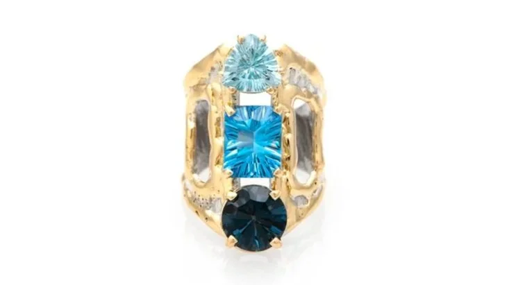 "Windows" Sterling Silver, 14k Gold, London/Swiss/Sky Blue Topaz