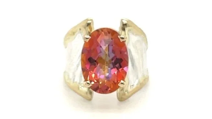 Rise and Shine Sterling Silver, 14k Gold, Sunrise Mystic Topaz