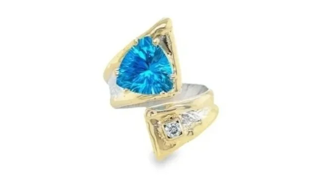 "Around Town" Sterling Silver, 14k Gold, Swiss Blue Topaz, Diamond