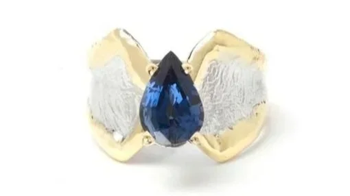 50th Anniversary Sterling Silver, 14k Gold, Sapphire