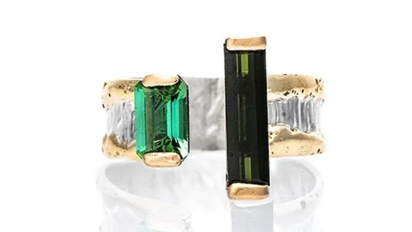 Wrap IV Sterling Silver, 14k Gold, Green Tourmaline