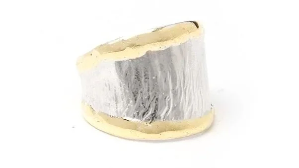 Tapered Band Sterling Silver, 14k Gold
