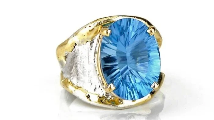 Catchin' the Wave Sterling Silver, 14k Gold, Swiss Blue Topaz