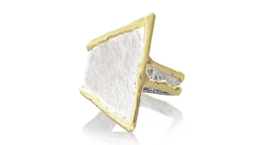 Flat & Flared Sterling Silver, 14k Gold