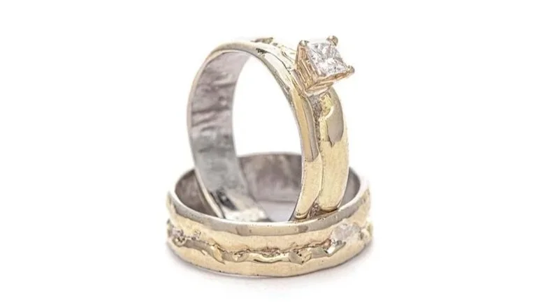 Bridal Set Sterling Silver, 14k Gold, Diamond