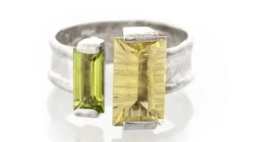 Lemon Lime Wrap IV Sterling Silver, Lemon Quartz, Peridot