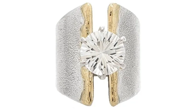 Brilliant Bridge Sterling Silver, 14k Gold, White Topaz