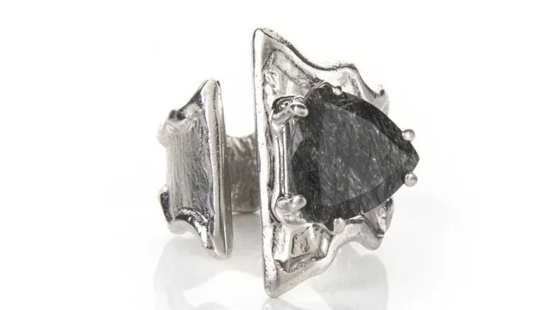 Darkest Hour Sterling Silver, Tourmalinated Quartz