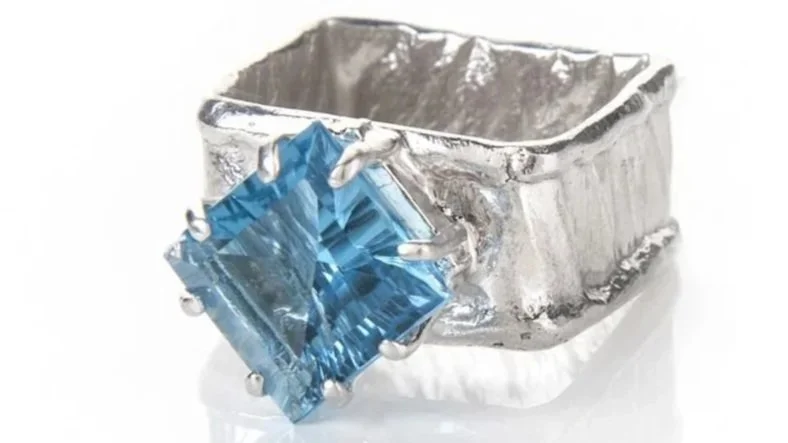Princess Square Sterling Silver, Swiss Blue Topaz