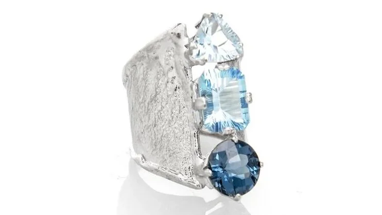 Freida Ring Sterling Silver, London/Swiss/Sky Blue Topaz
