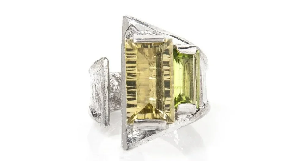 Lemon Lime Wrap II Sterling Silver, Lemon Quartz, Peridot