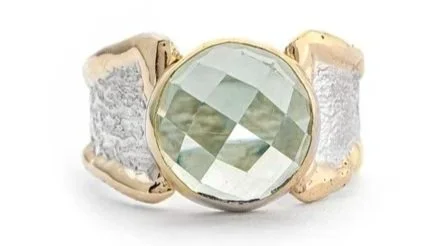 Crystal Ball Ring Sterling Silver, 14k Gold, Green Amethyst