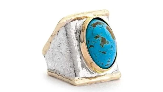 Around the Block Sterling Silver, 14k Gold, Turquoise
