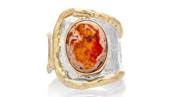 Cabo Ring Sterling Silver, 14k Gold, Mexican Opal in Matrix