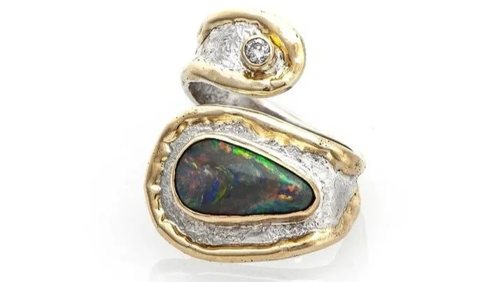 Opal Trail Sterling Silver, 14k Gold, Australian Opal, Diamond